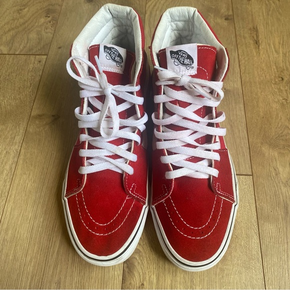 Vans Hightop Sk8-Hi Shoes Red White Suede Men’s Size 8.5 Women’s Size 10 - Picture 11 of 11